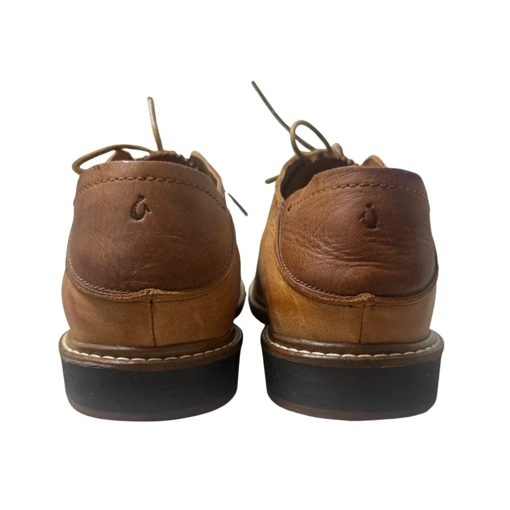 OluKai Walino Oxford Mens Size 9 Brown Leather Drop Heel Dress Shoes 10257 EX